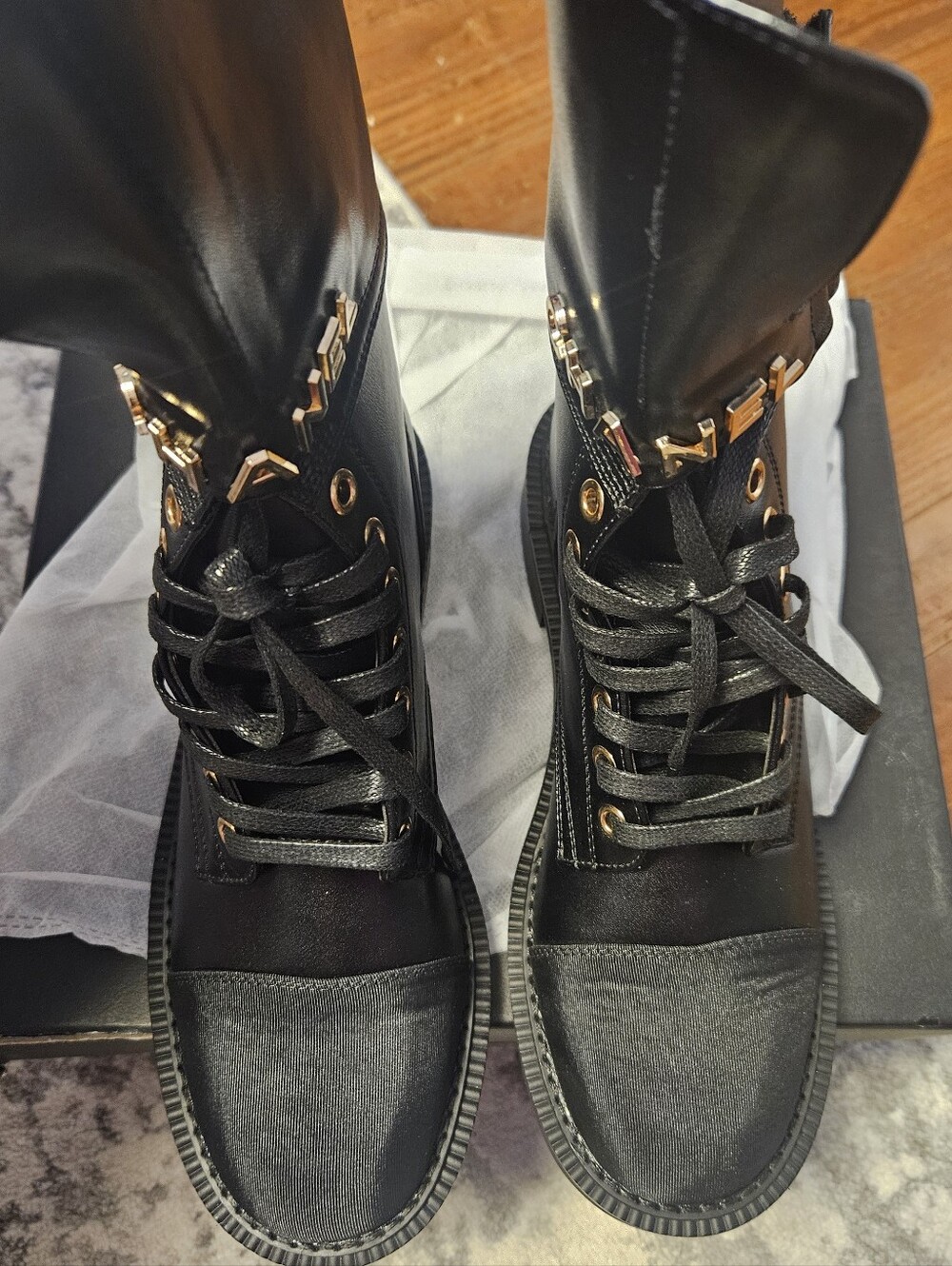 Lux Black Rubber-Soled Leather Boots NEW